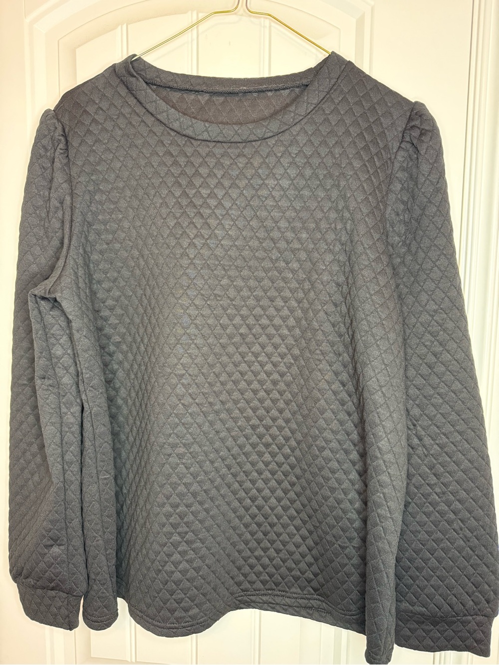SHEIN Black Quilted Crewneck Sweatshirt